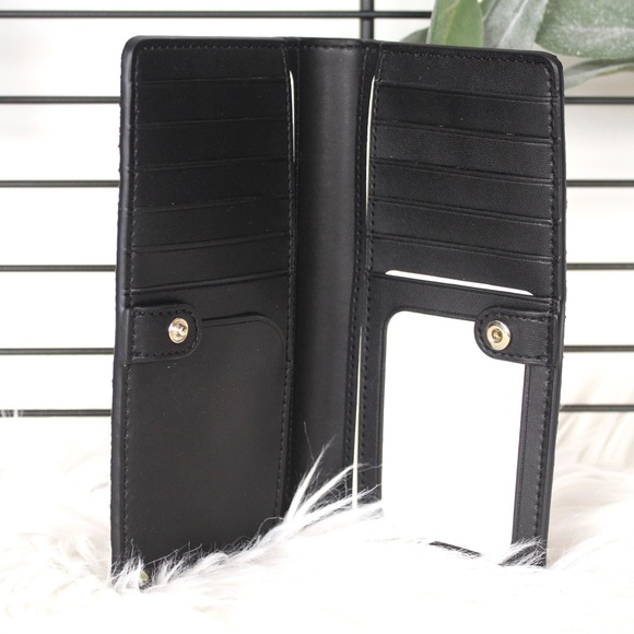 Kate Spade Large Slim Bifold Wallet Black Glitter - Picture 3 of 4